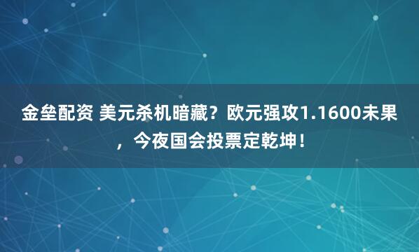 金垒配资 美元杀机暗藏？欧元强攻1.1600未果，今夜国会投票定乾坤！
