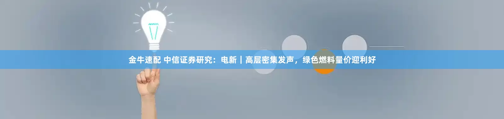 金牛速配 中信证券研究：电新｜高层密集发声，绿色燃料量价迎利好